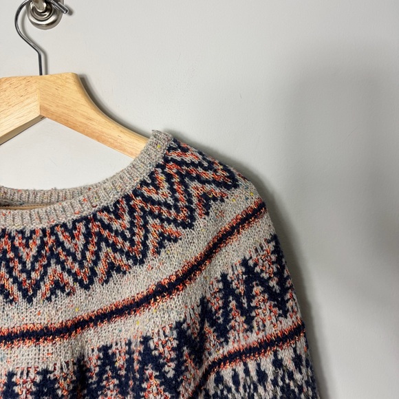 Anthropologie Sleeping on Snow Fair Isle Sweater Cape Poncho Medium Large M - Picture 3 of 12